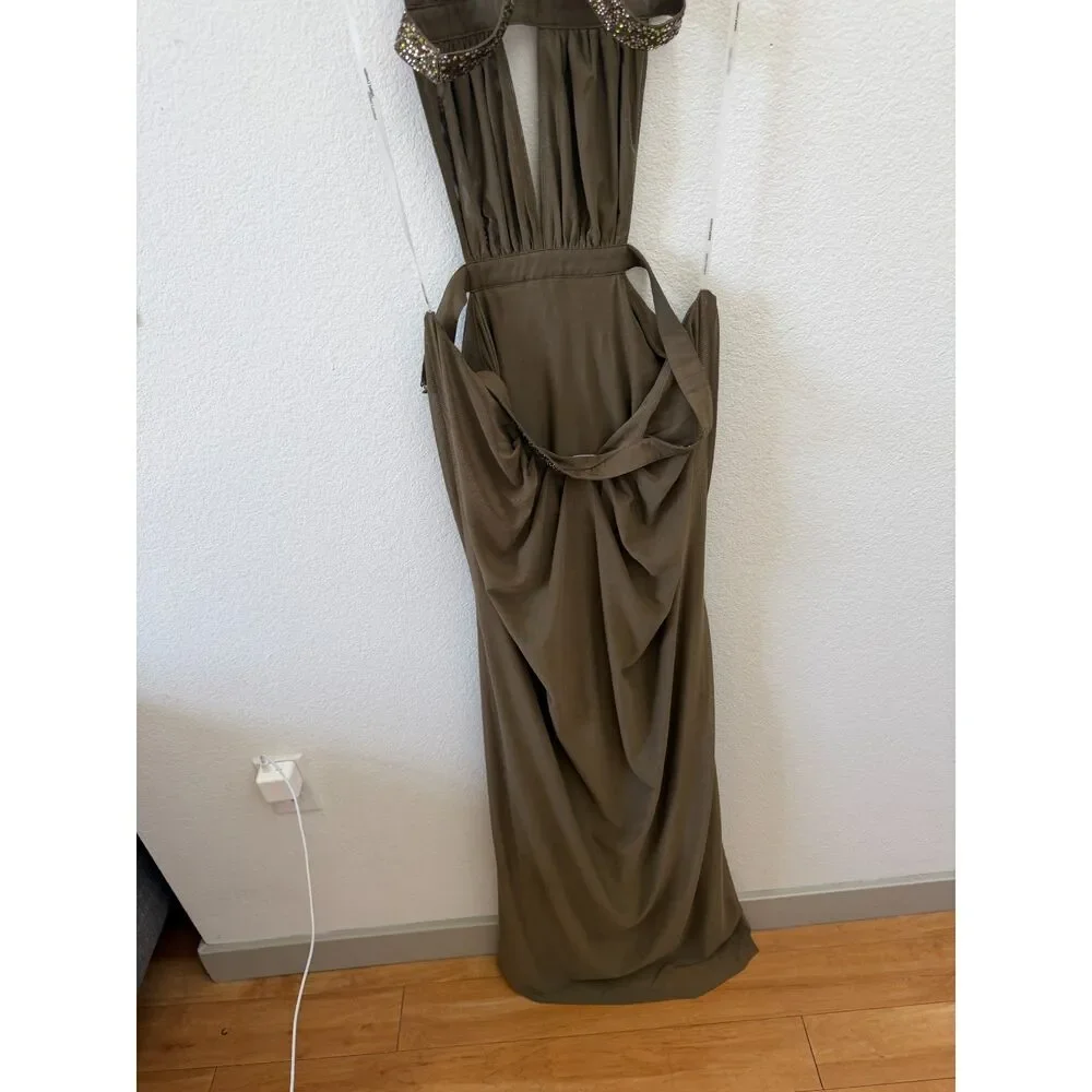 Jaded London 6AM Cut Out Maxi Dress in Moss US 4 new condition - Picture 5 of 13